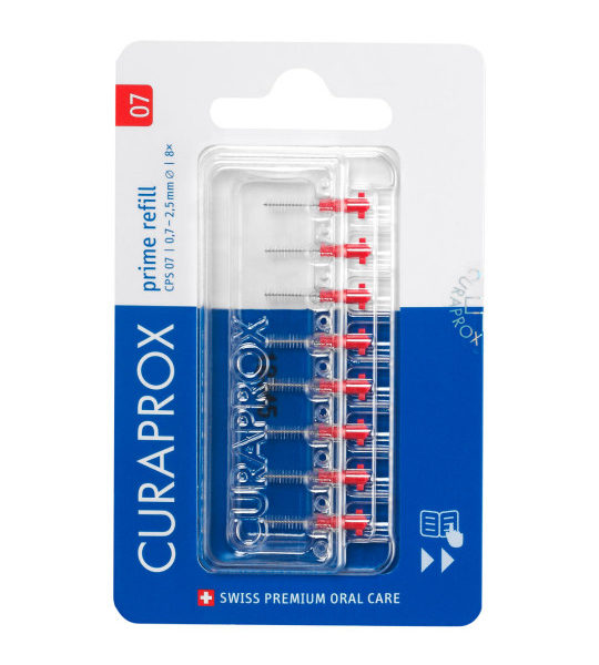 CURAPROX tarpdančių šepetėlių papildymas CPS 07, 8 vnt.
